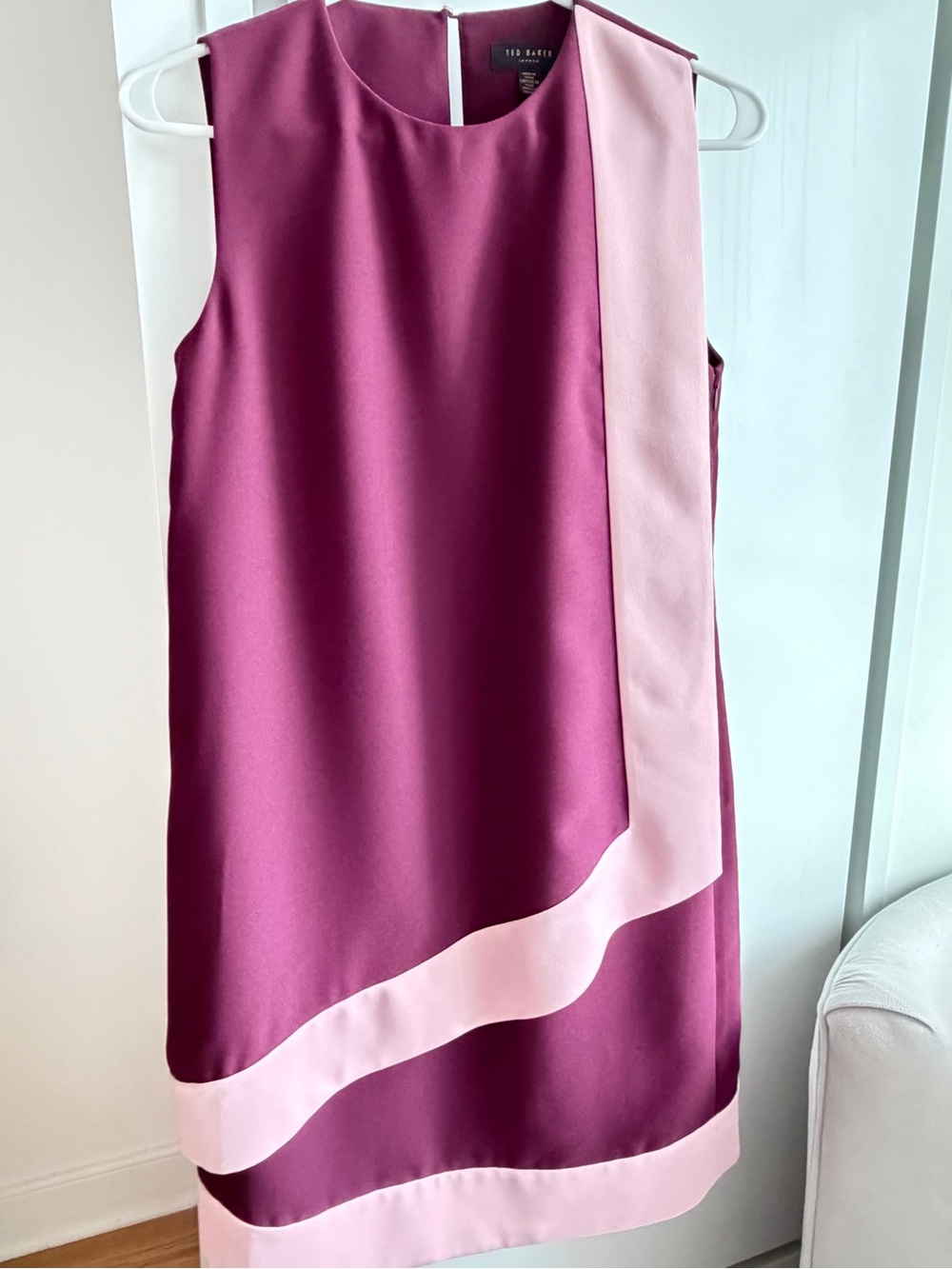 Ted Baker Berry and Light Pink Colorblock Sleeveless Shift Dress
